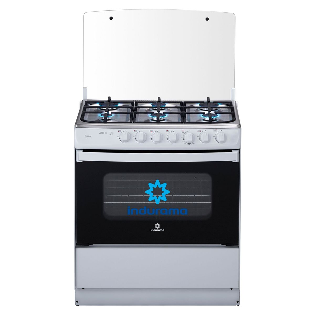 INDURAMA - Cocina Indurama a Gas 6 Hornillas Tenerife Spazio Plus Blanco