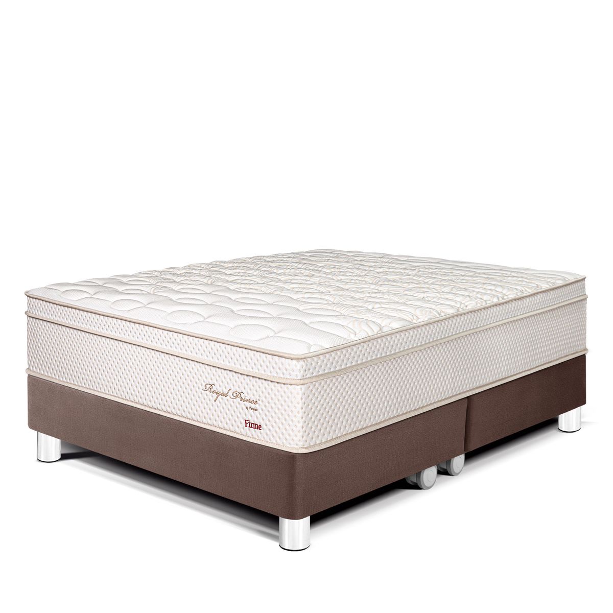 PARAISO - Cama Royal Prince Firme Queen Chocolate + 2 Almohadas
