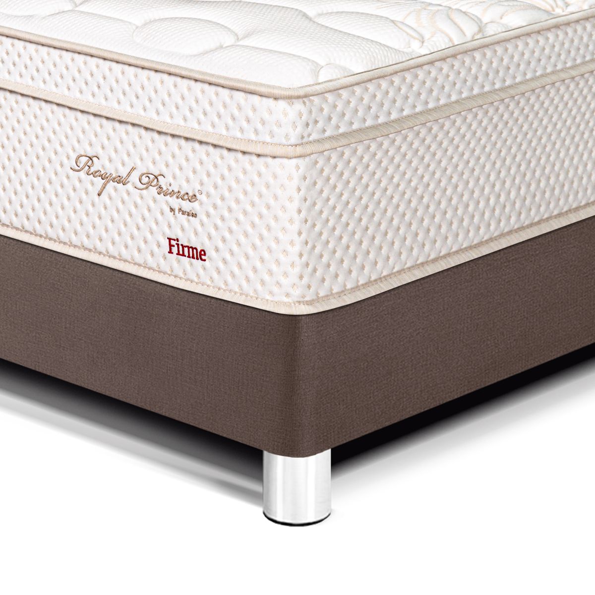 PARAISO - Cama Royal Prince Firme Queen Chocolate + 2 Almohadas