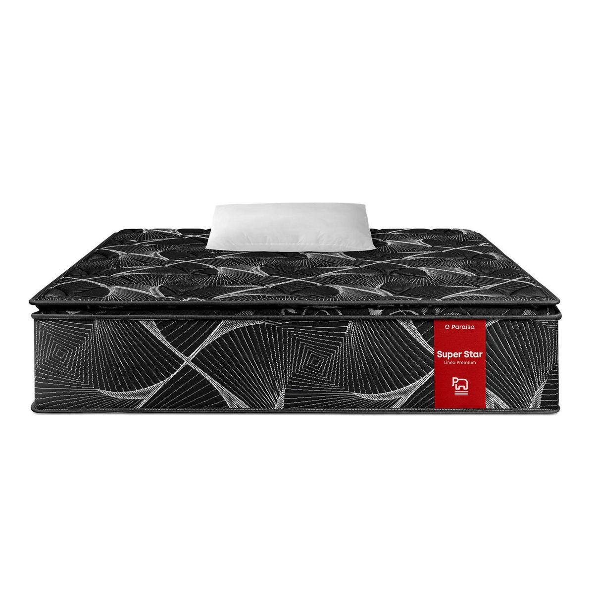 PARAISO - Colchón Paraíso Super Star 1.5 Plazas Negro + Almohada + Protector