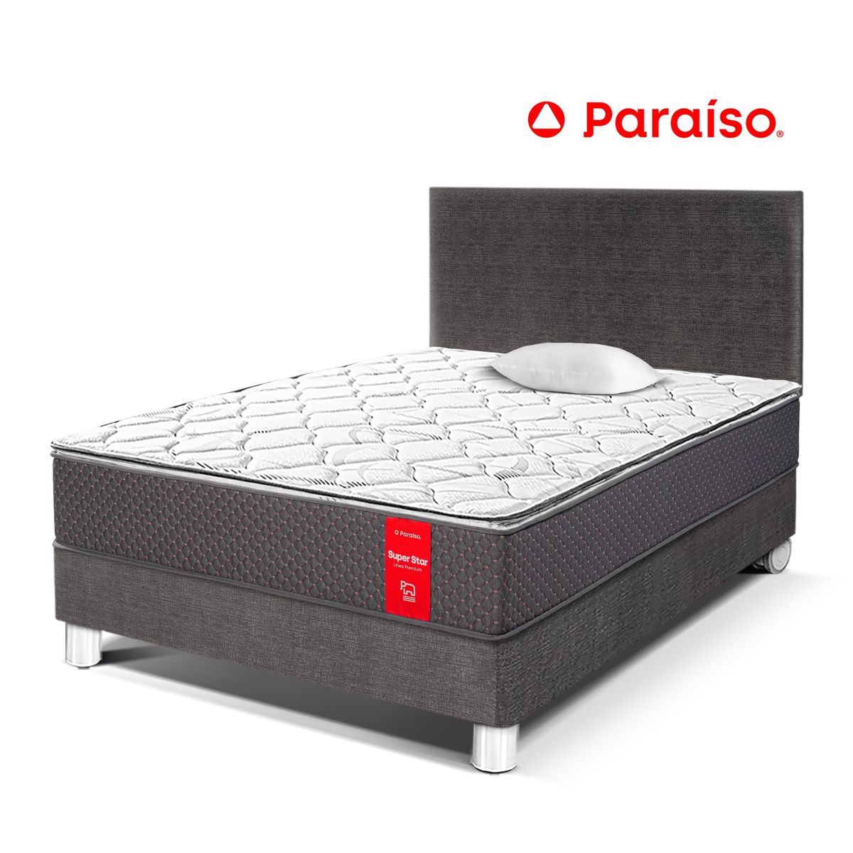 PARAISO - Dormitorio Super Star 1.5 Plazas + Almohada + Protector