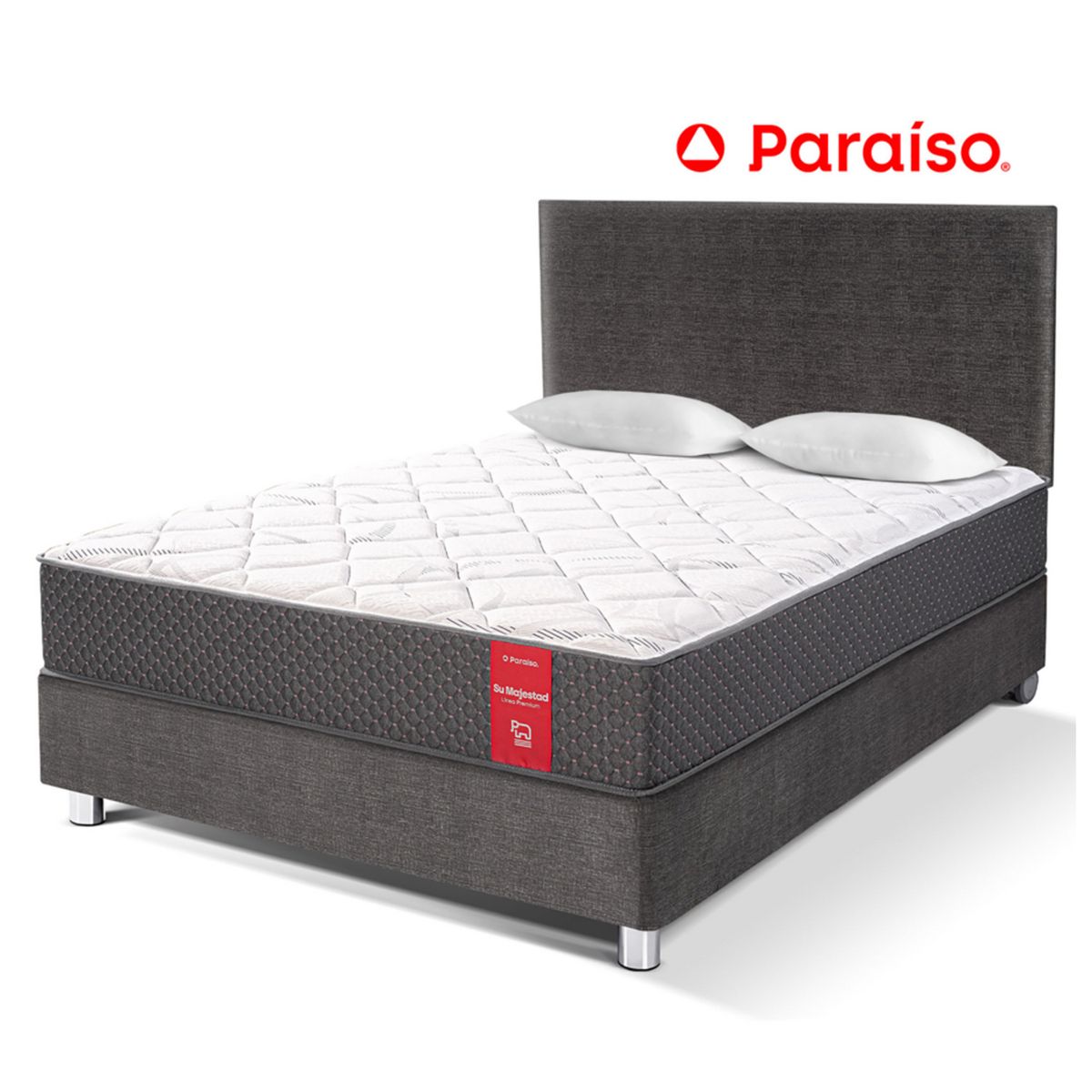 PARAISO - Dormitorio Su Majestad 2 Plazas + 2 Almohadas + Protector