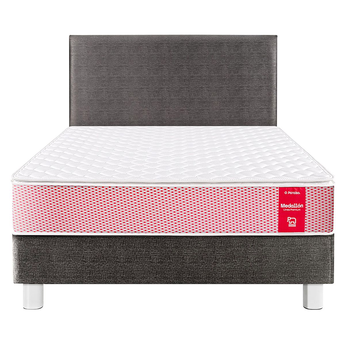 PARAISO - Dormitorio Medallón Ergo 2 Plazas + 2 Almohadas + Protector