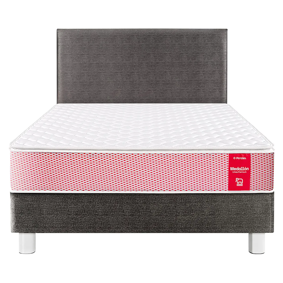 PARAISO - Dormitorio Medallón Ergo Queen + 2 Almohadas + Protector