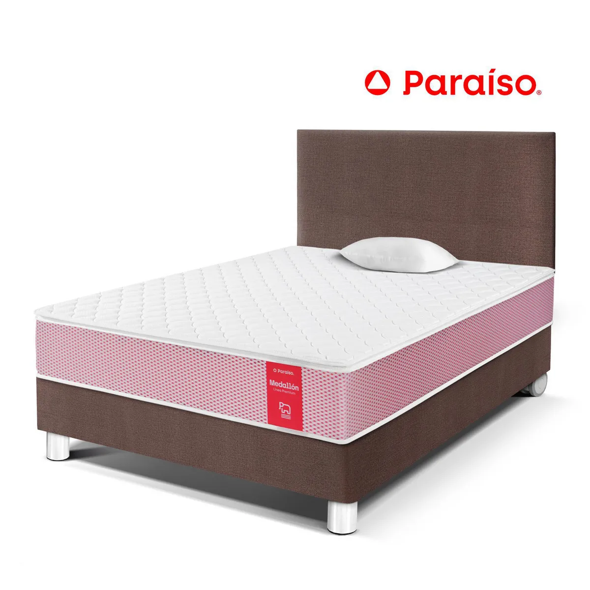 PARAISO - Dormitorio Medallón Ergo 1.5 Plazas + Almohada + Protector