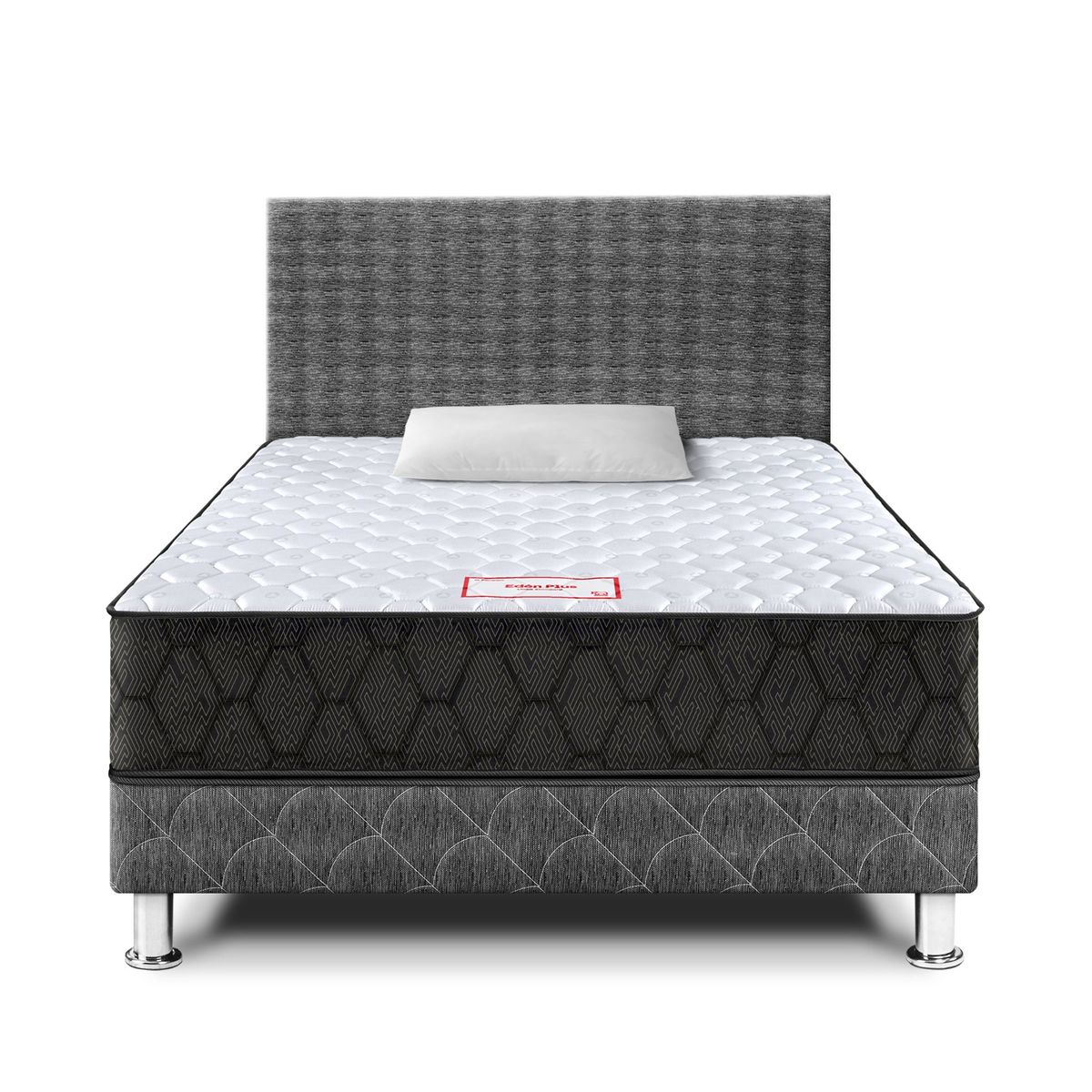 PARAISO - Dormitorio Edén 1.5 Plazas Gris + Almohada + Protector