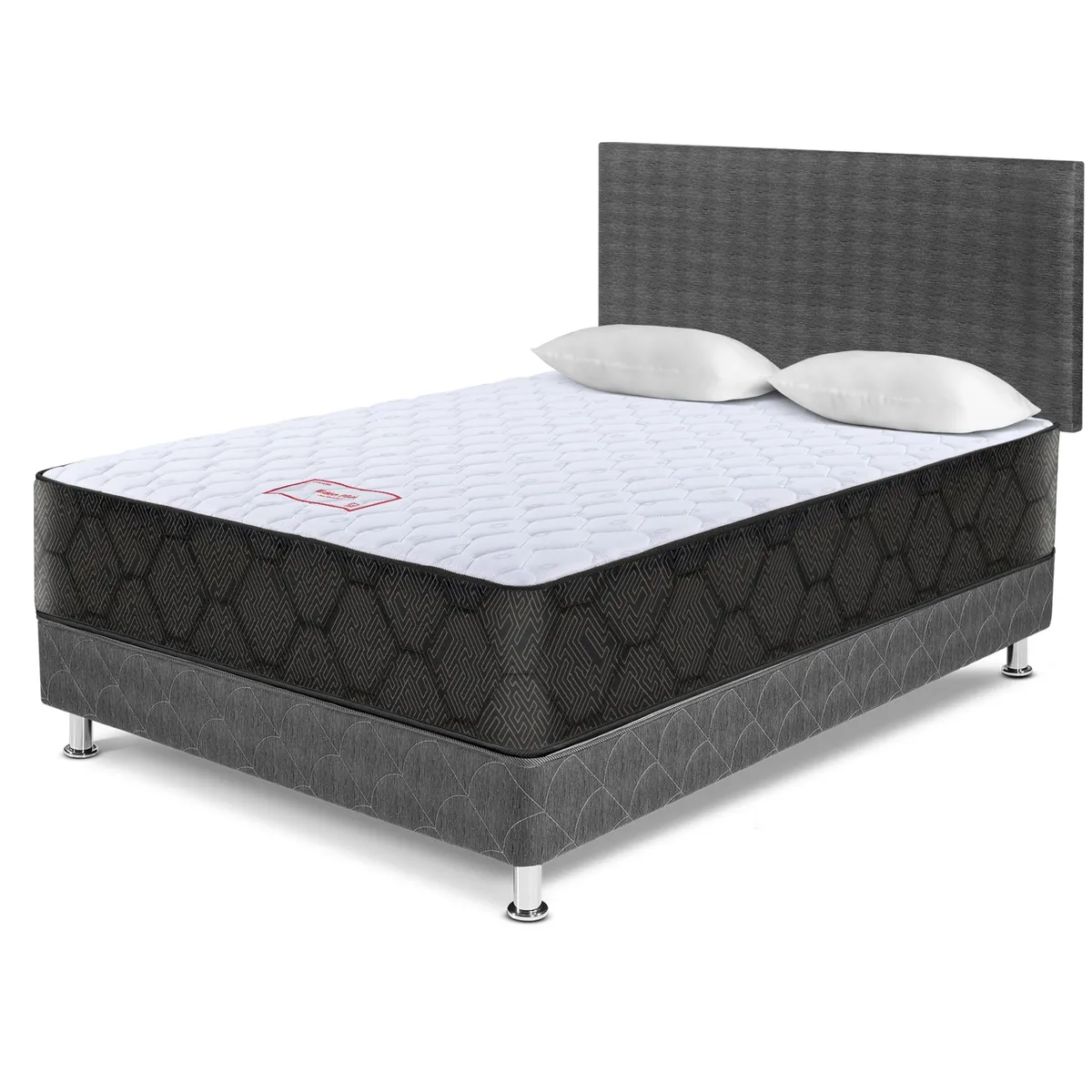 PARAISO - Dormitorio Edén 2 Plazas Gris + 2 Almohadas + Protector