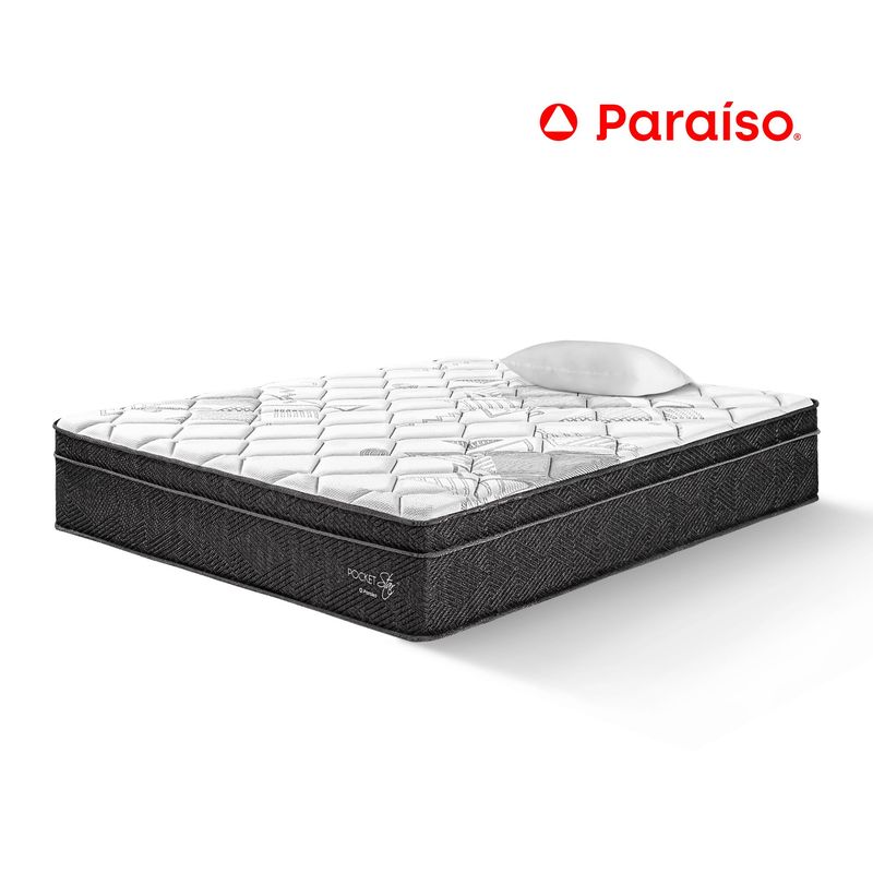 PARAISO - Colchón Paraíso Pocket Star 1.5 Plazas + 1 Almohada + Protector