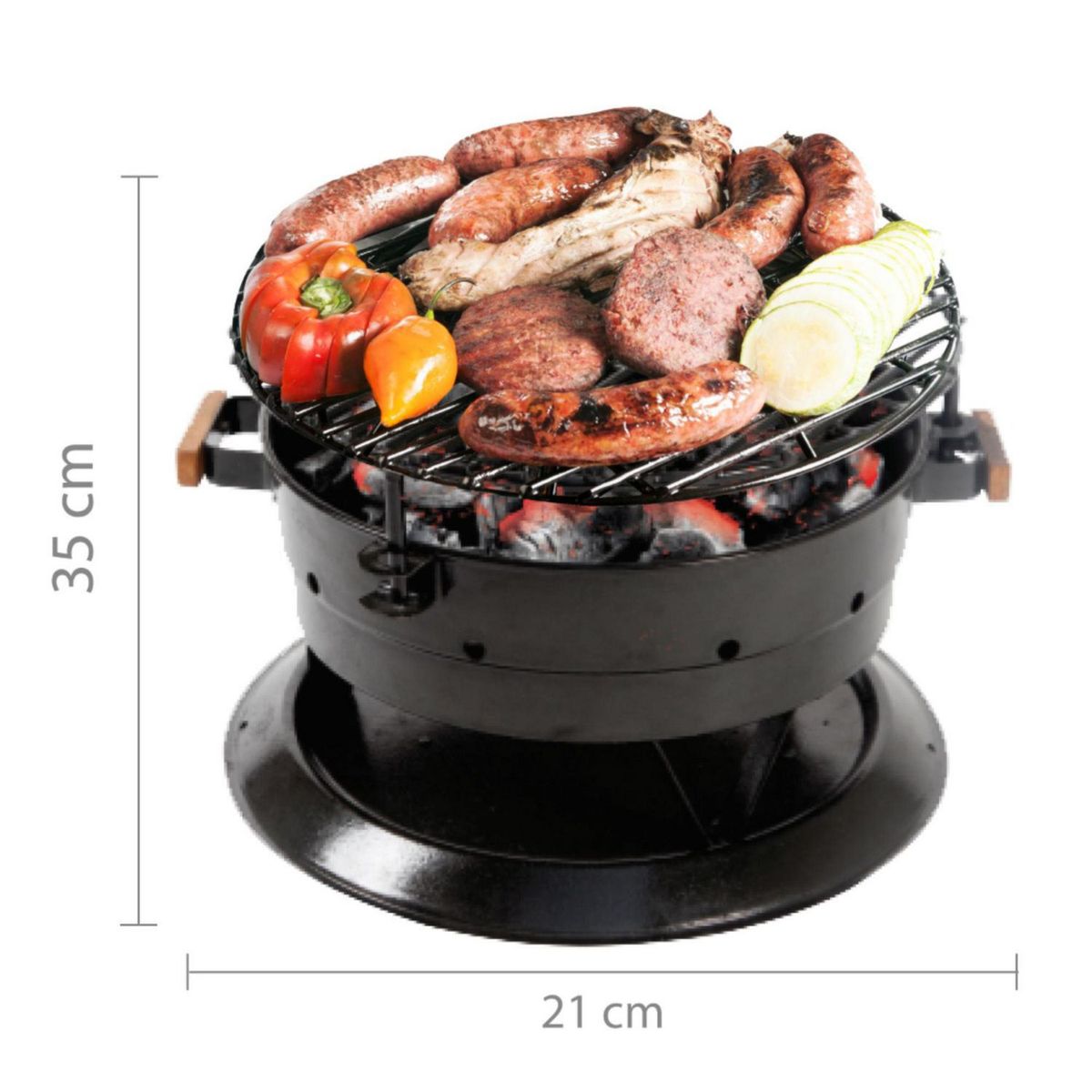SPARTAN GRILLS - Parrilla Portátil a Carbón Spartan Grills 2 Niveles 21x35cm