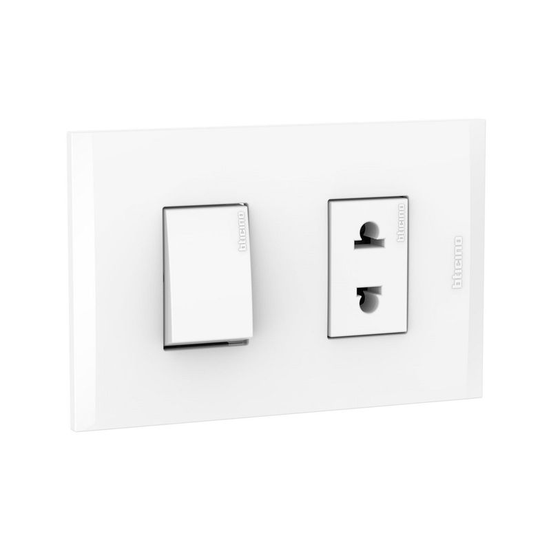 BTICINO - Interruptor + Tomacorriente Simple Modus 4 Blanco