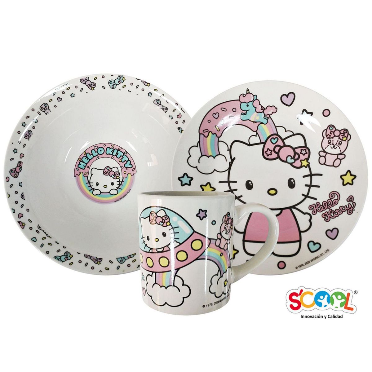 Set de Cerámica Hello Kitty 3 Piezas, marca SCOOL - Foto Principal