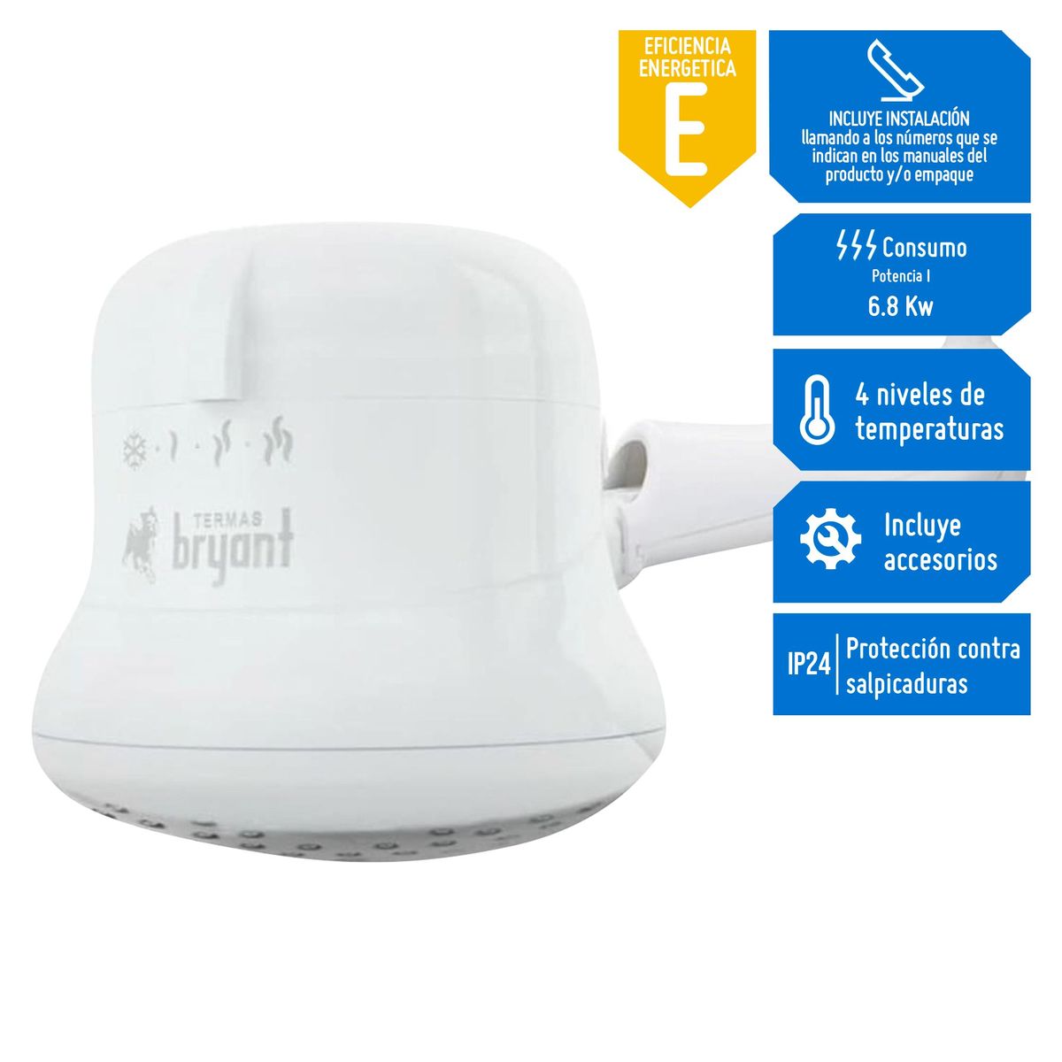 GENERICO - Ducha Eléctrica Bryant Ideale 6.8kW con Brazo
