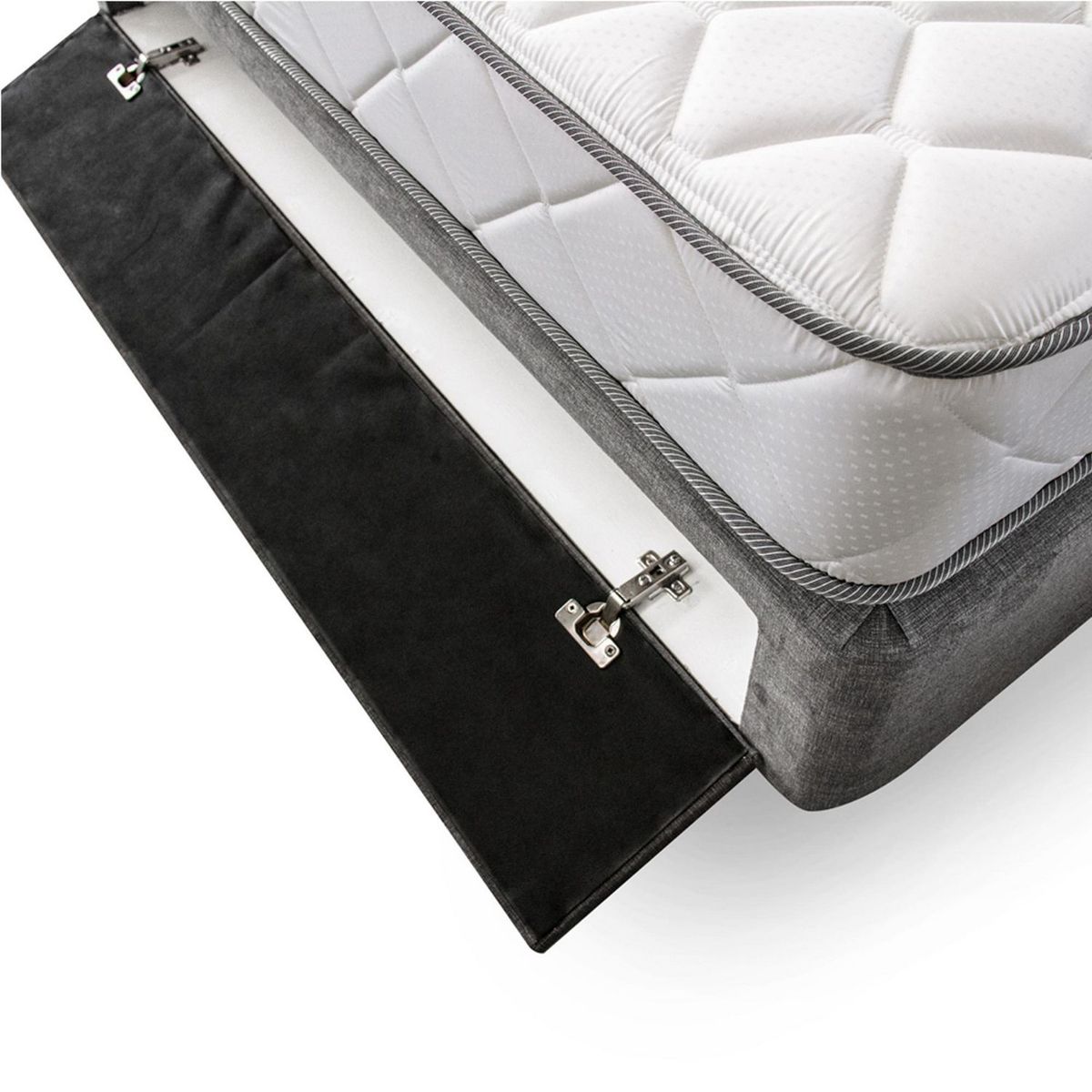 PARAISO - Cama Paraíso Máncora 1.5 Plazas Gris + Colchón + Almohada + Protector