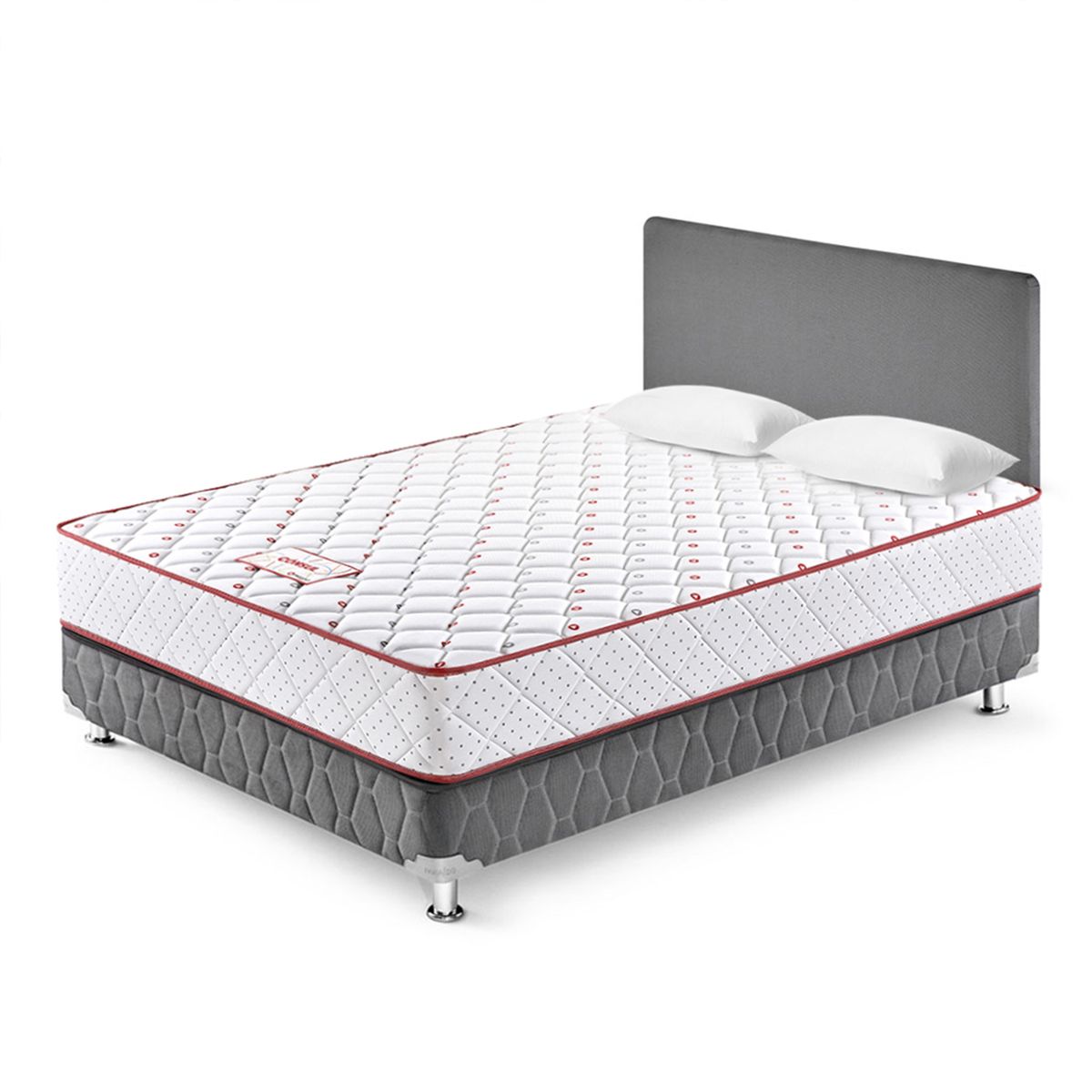 PARAISO - Dormitorio Paraíso Consul 2 Plazas Plomo + Colchón + 2 Almohadas + Protector