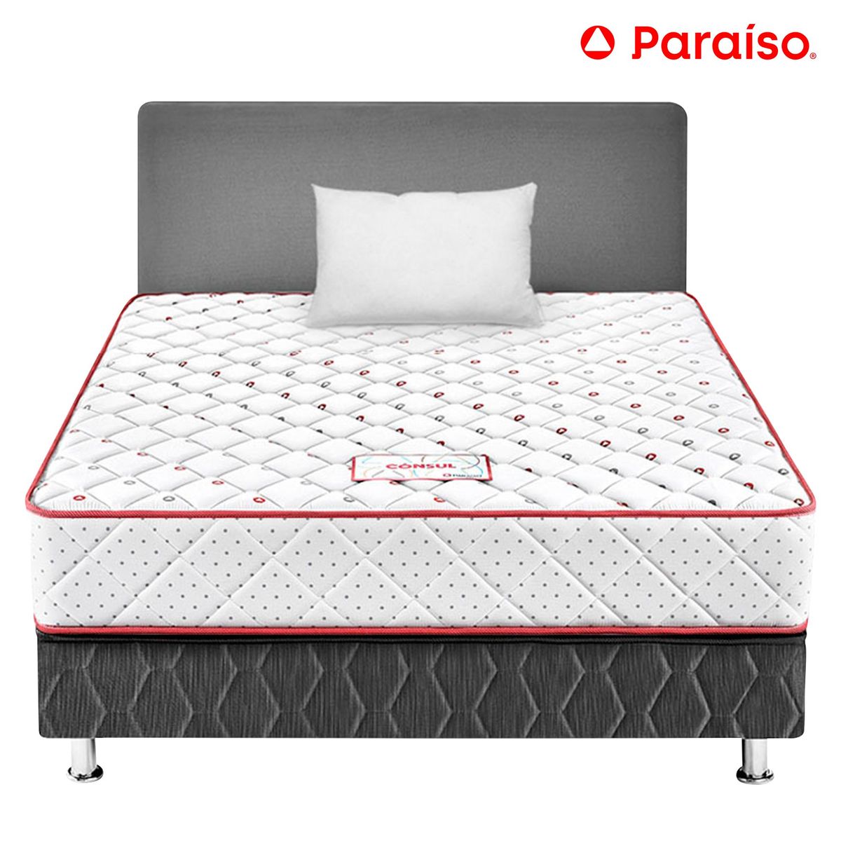PARAISO - Dormitorio Consul 1.5 Plazas Plomo + Almohada + Protector