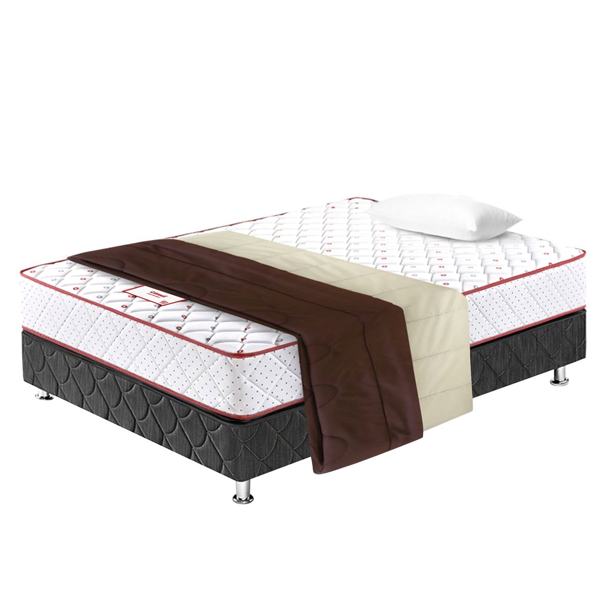 Cama Paraíso Consul 1.5 plazas + Colchón + Edredón Marrón / Beige + Almohada + Protector, marca PARAISO - Foto 2