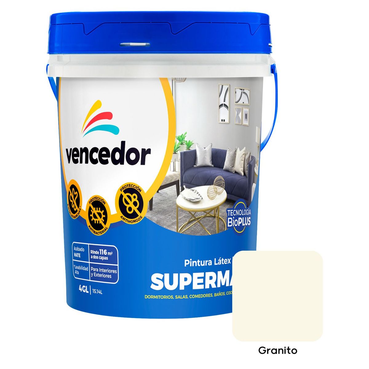 SUPERMATE - Pintura Supermate Antibacterial Granito 4GL