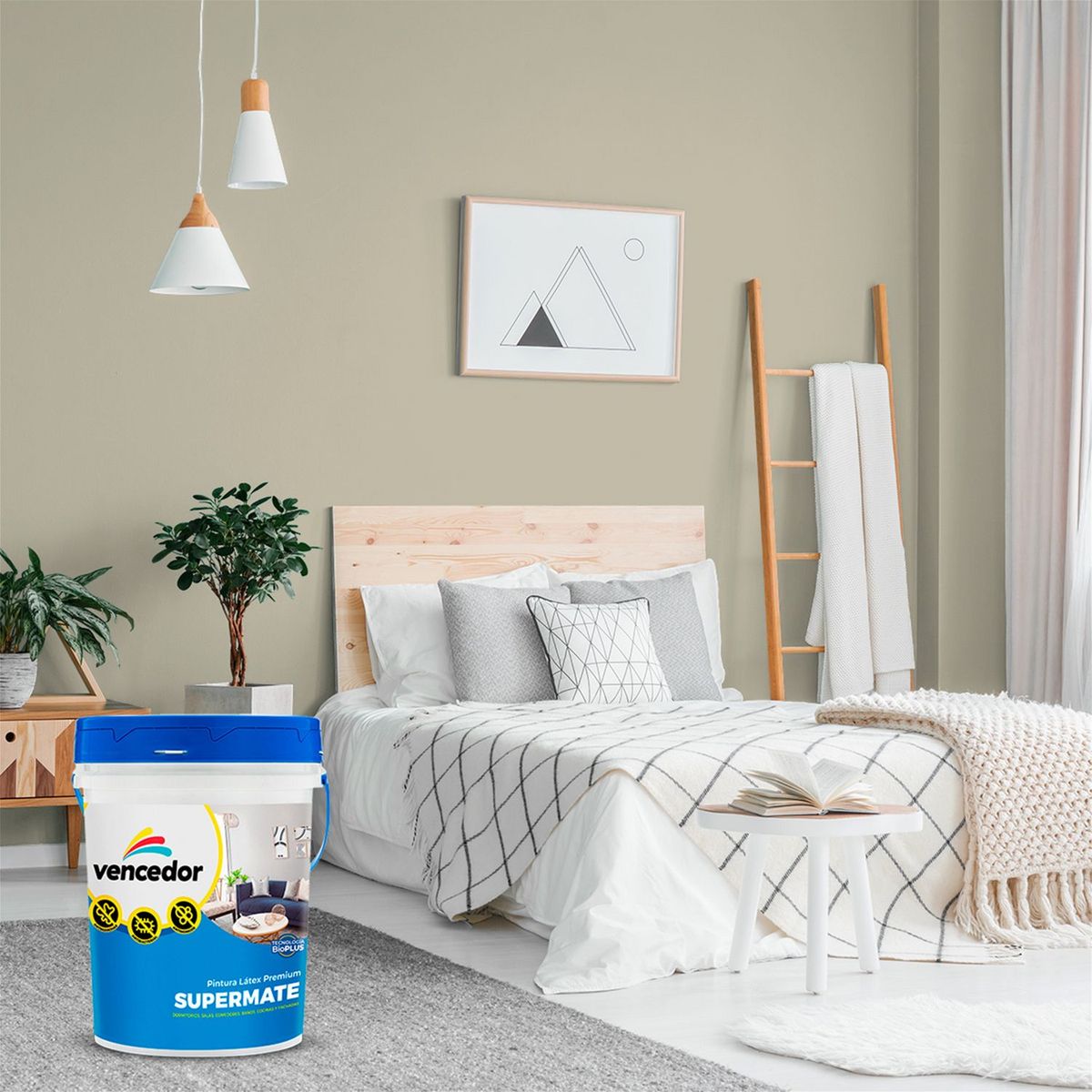 SUPERMATE - Pintura Super Antibacterial Blanco Humo 4GL