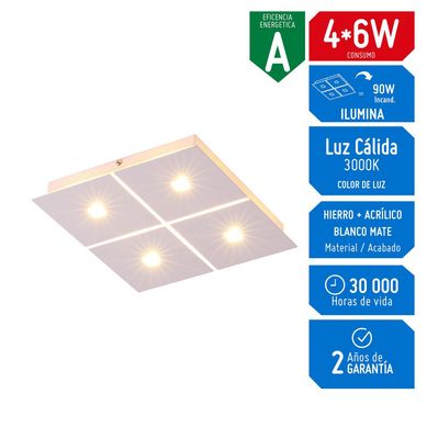 L�mpara de Techo LED Veno 4*6W