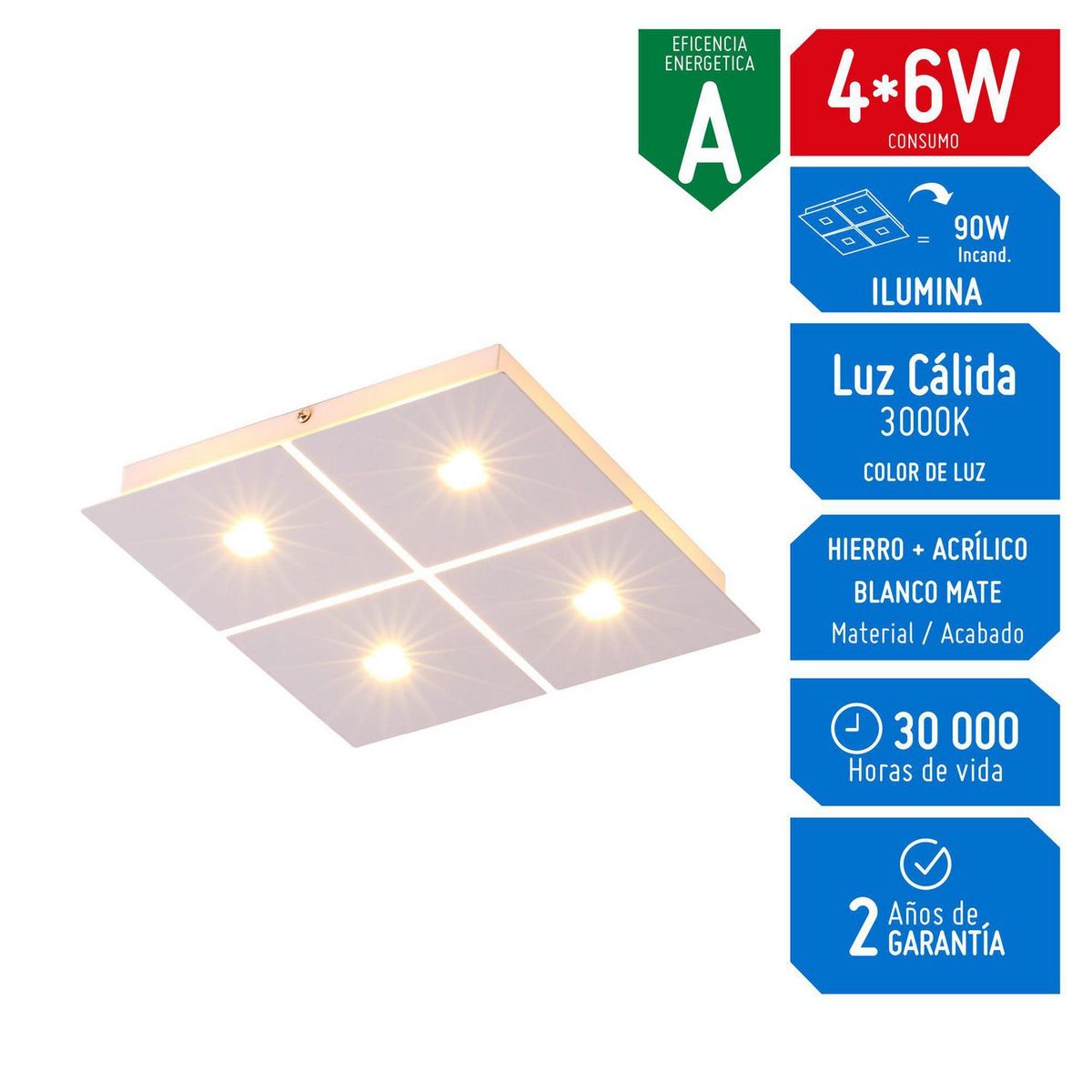 DESIRE - Lámpara de Techo LED Veno 4*6W
