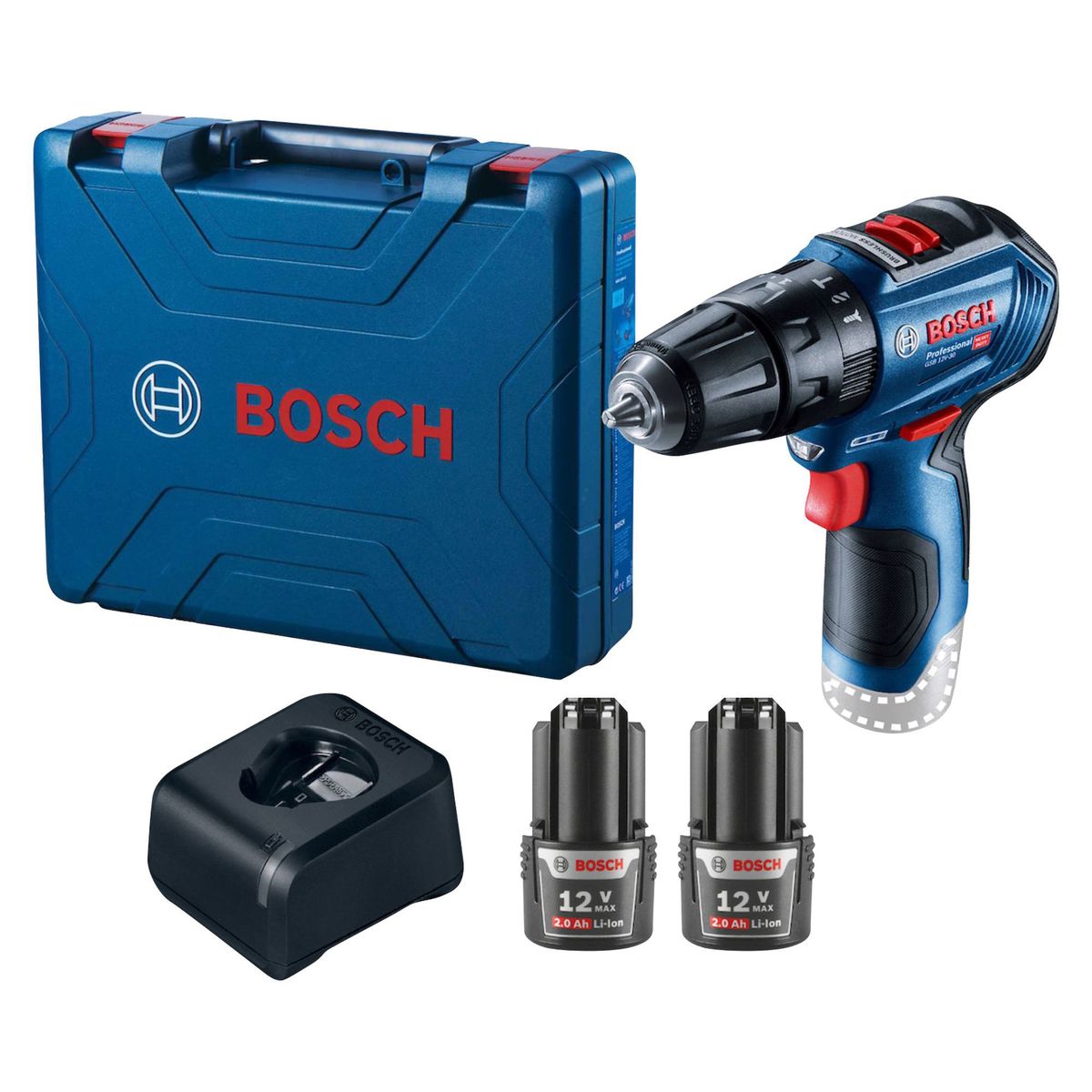 BOSCH - Taladro Percutor Inalámbrico Bosch GSB 3/8" 12V + 2 Baterías