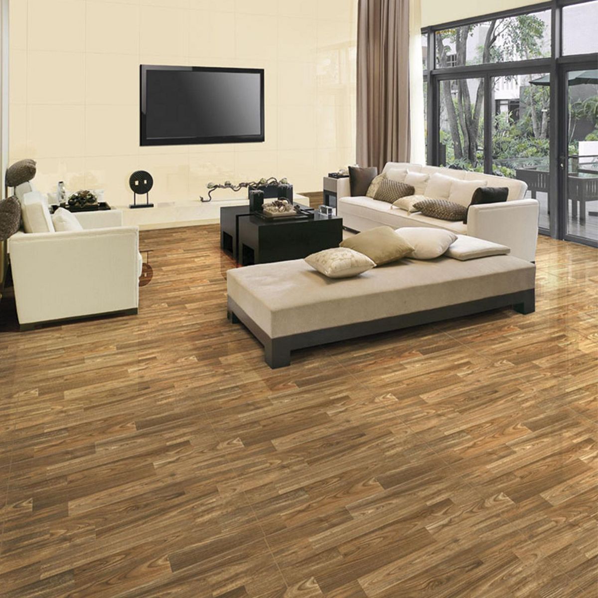 SAN LORENZO - Cerámica Beige 61x61 Maderadas Brillante 1.48 m2