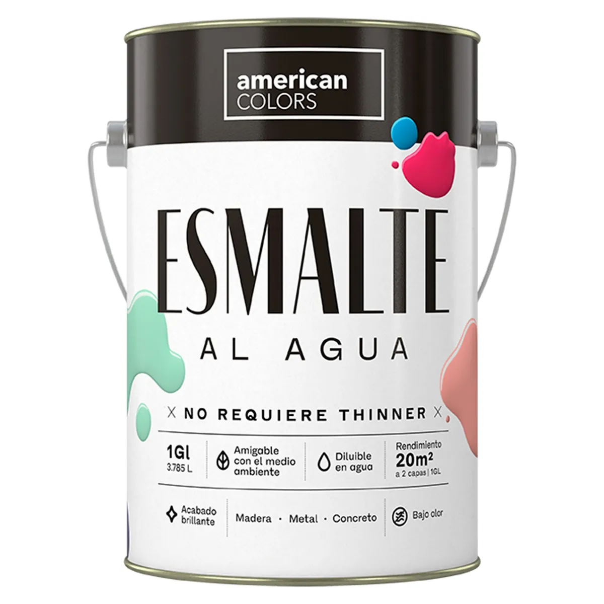 AMERICAN COLORS - Pintura Esmalte al Agua Blanco 1GL