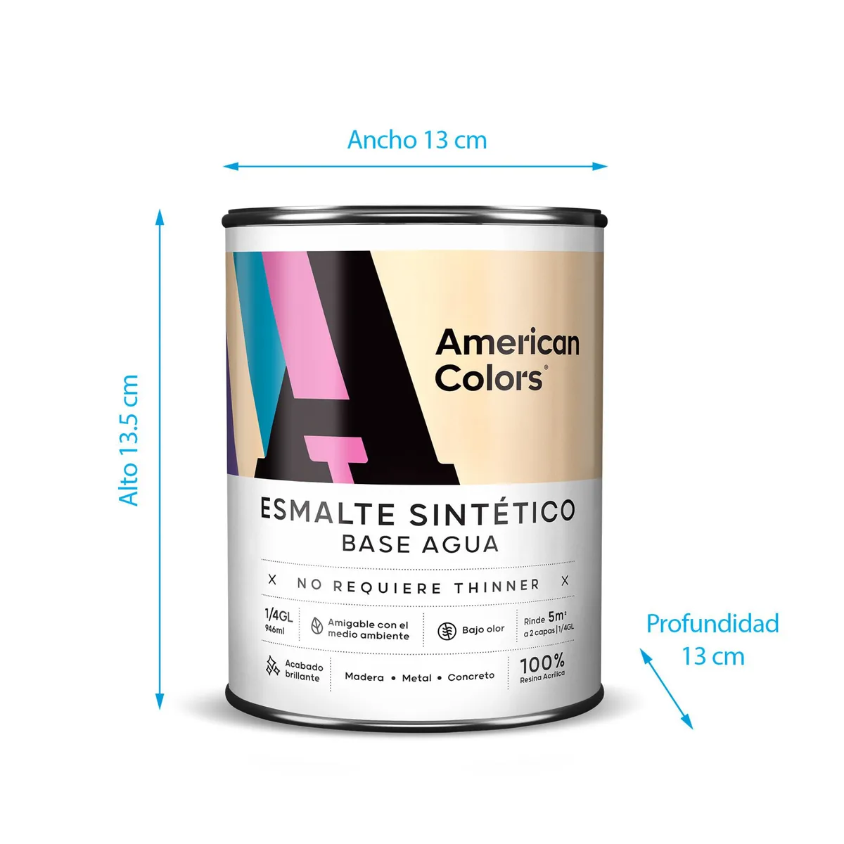 AMERICAN COLORS - Pintura Esmalte al Agua Base 1/4GL