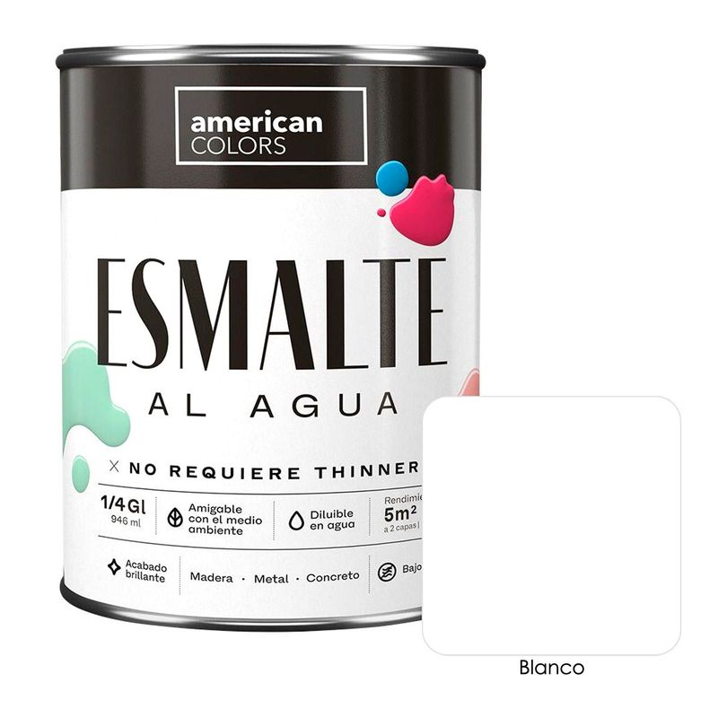 AMERICAN COLORS - Esmalte al agua American Colors Blanco 1/4GL