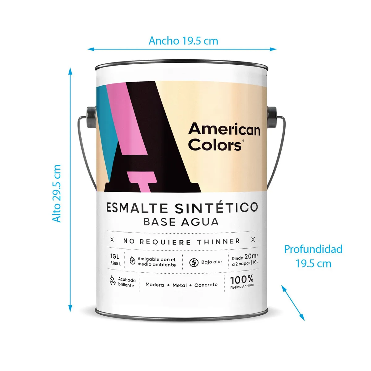 AMERICAN COLORS - Pintura Esmalte al Agua Base 1GL