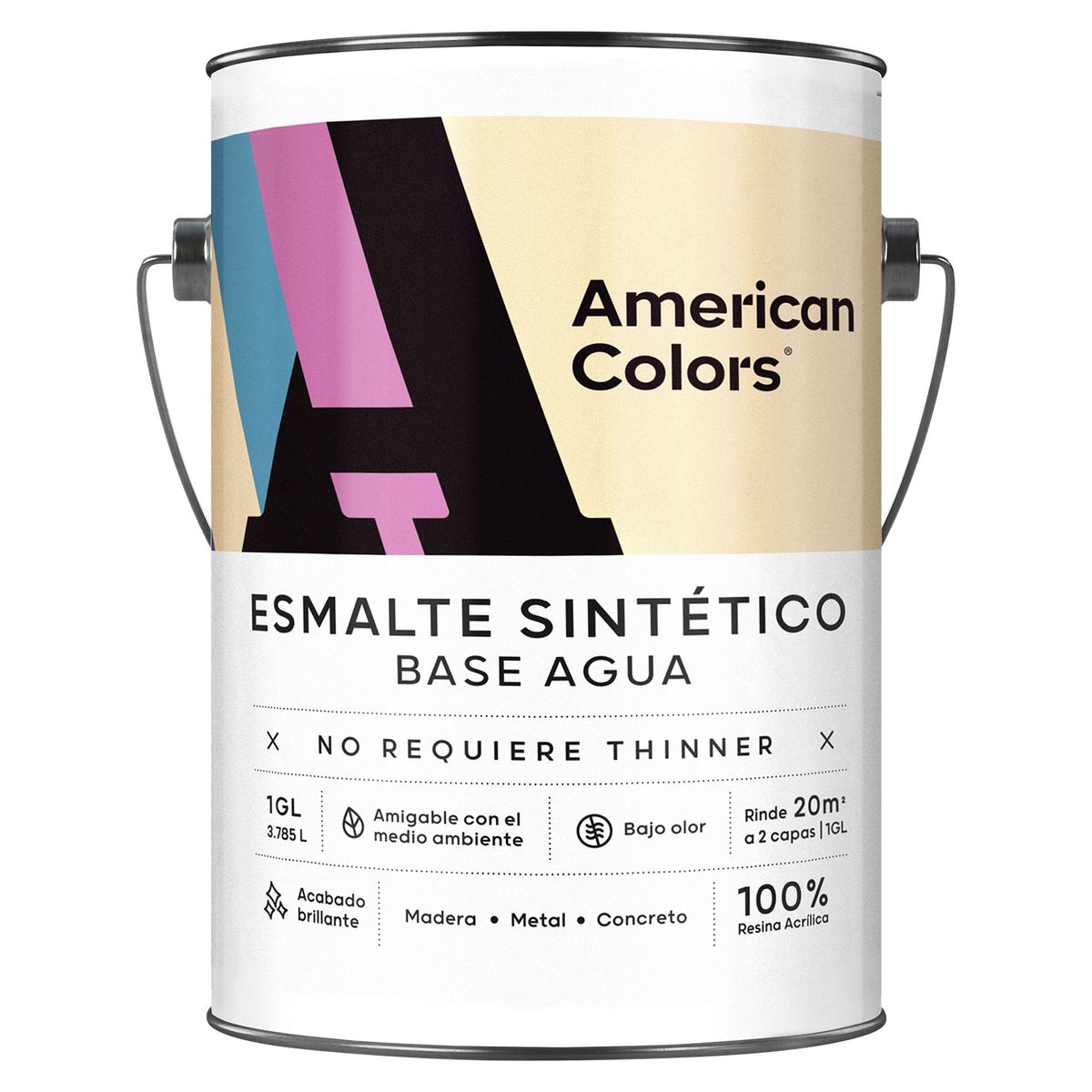 AMERICAN COLORS - Pintura Esmalte al Agua Lleno 1GL