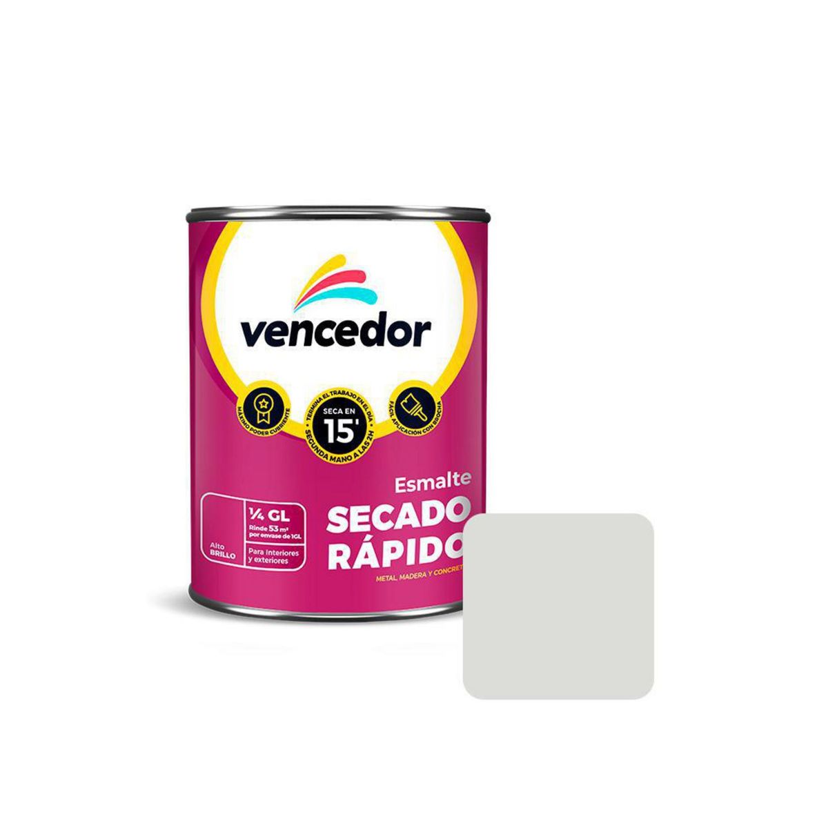 VENCEDOR - Pintura Esmalte Secado Rápido 1/4 Gl Aluminio