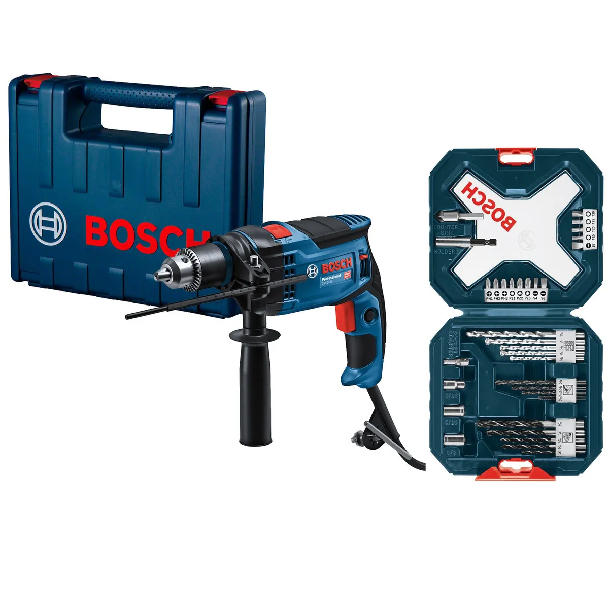 BOSCH - Taladro Percutor GSB 16 +Set de 34 Piezas