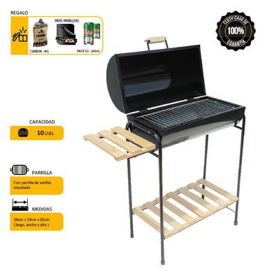 Parrilla Cil�ndrica Mr Grill 29x78x30 cm con Tapa Chica + 2 cervezas + Carb�n + Papel Parrillero