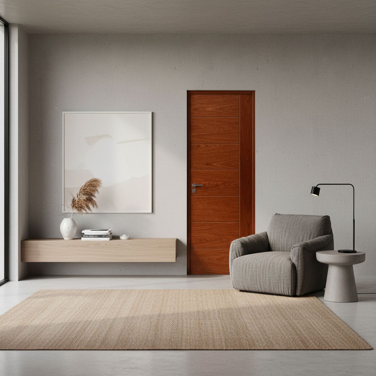 Puerta Interior HDF Euro Cedro Relleno Cuadrícula, marca ARES - Foto Principal
