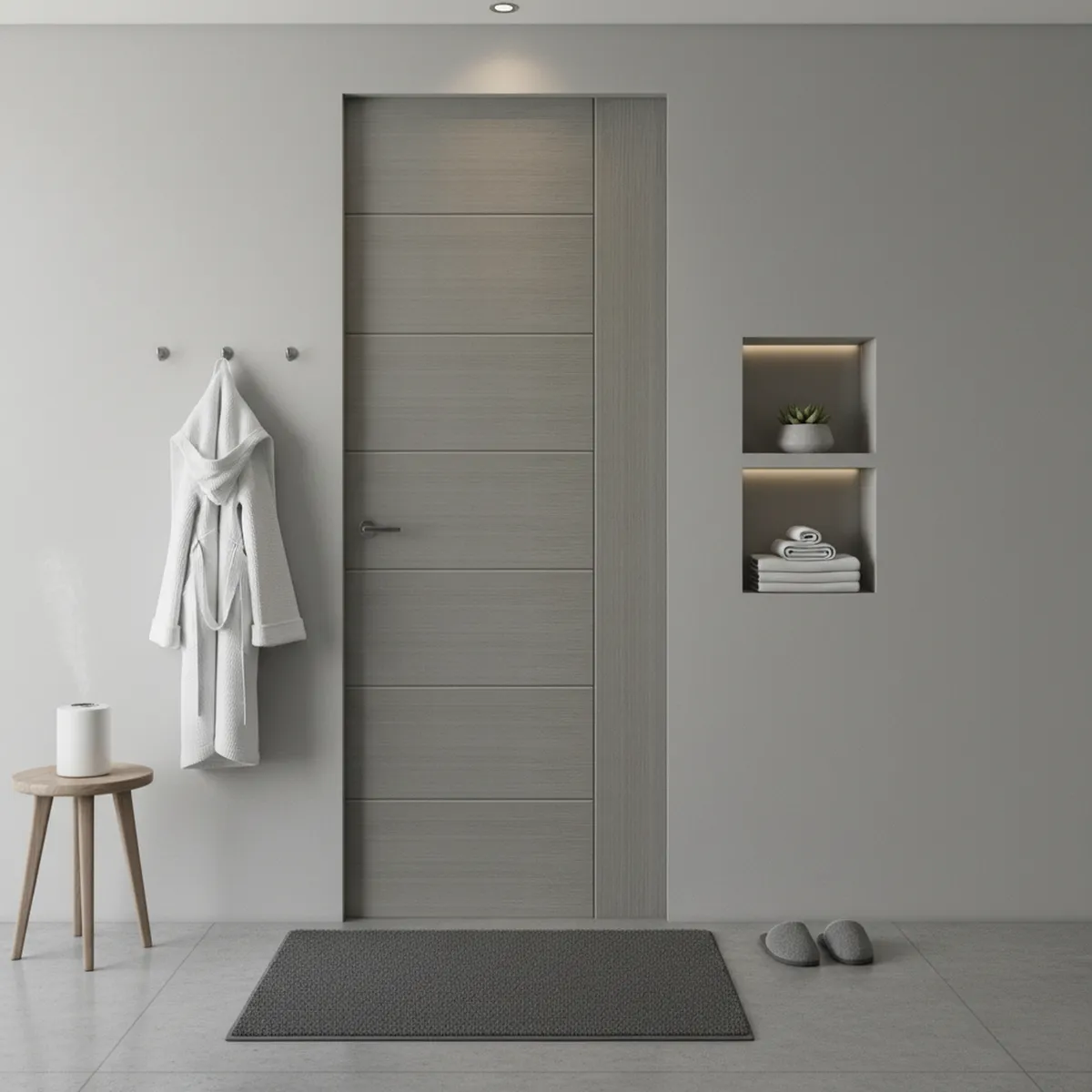 ARES - Puerta Interior HDF Euro Gris Relleno Cuadrícula