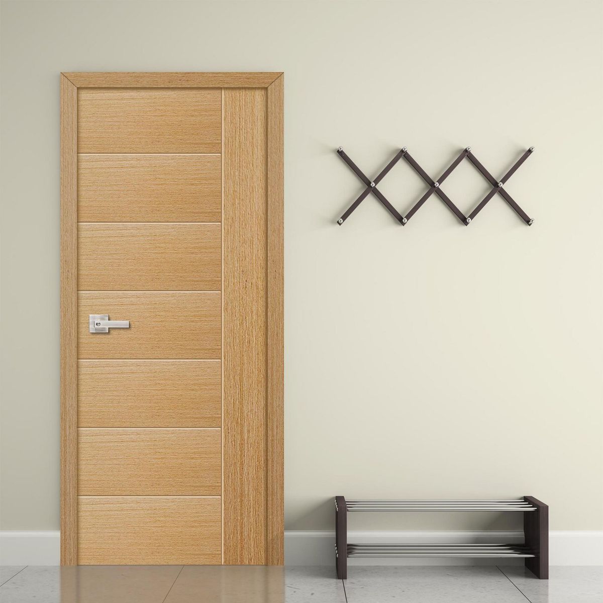 ARES - Puerta Interior HDF Euro Beige Oscuro Relleno Sauerland Tubular