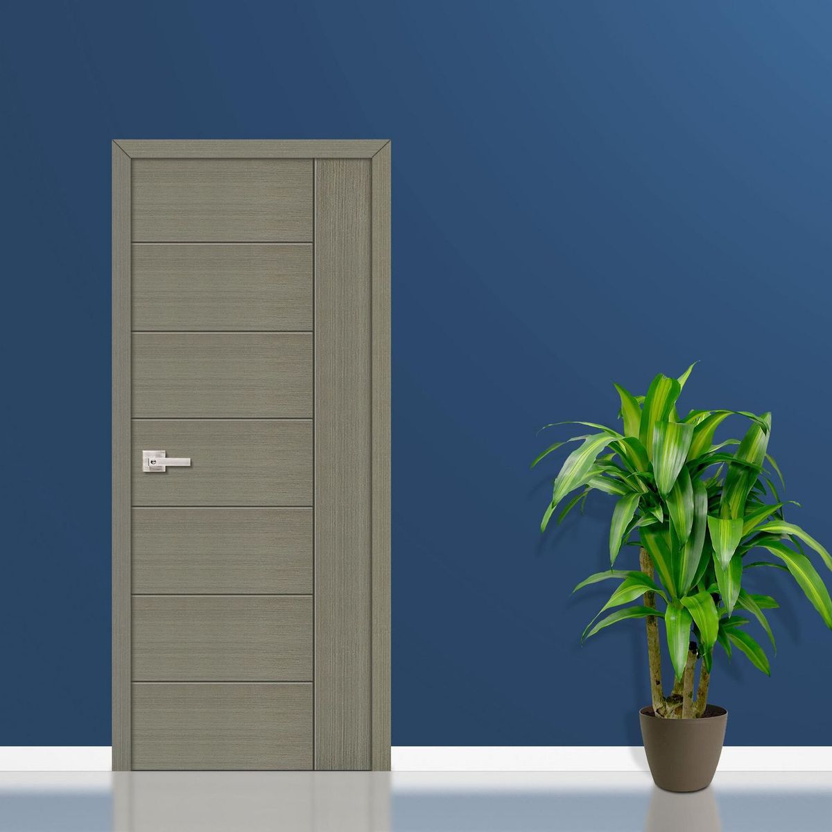 ARES - Puerta Interior HDF Market Gris Relleno Cuadrícula