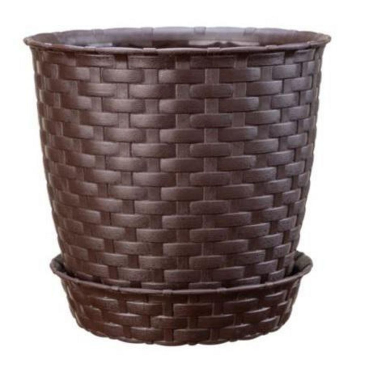 REYPLAST - Maceta Redonda Ratan Marrón 29x27x