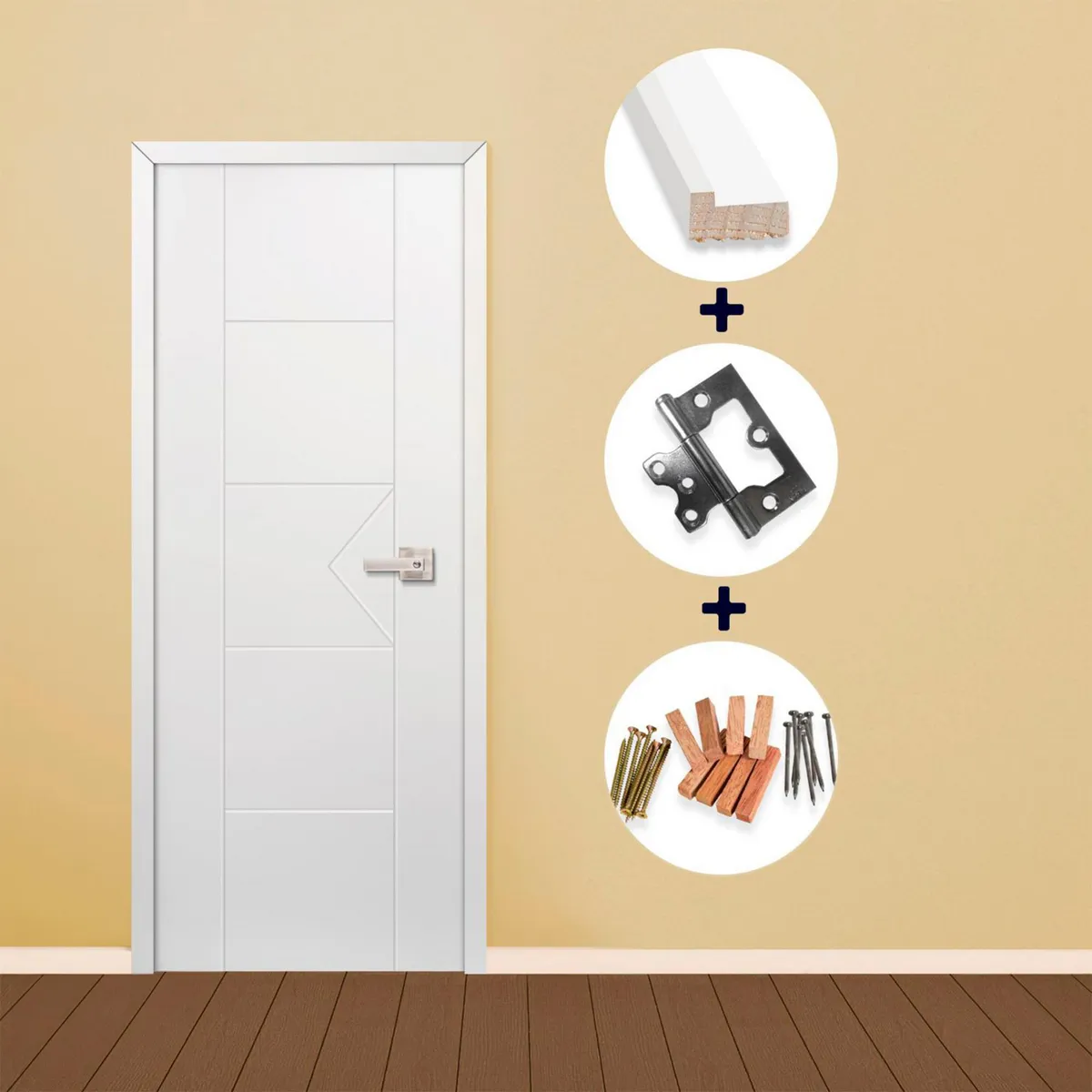 ARES - Combo Puerta Interior HDF Sahara (Marco + Bisagras + Kit de Instalación)