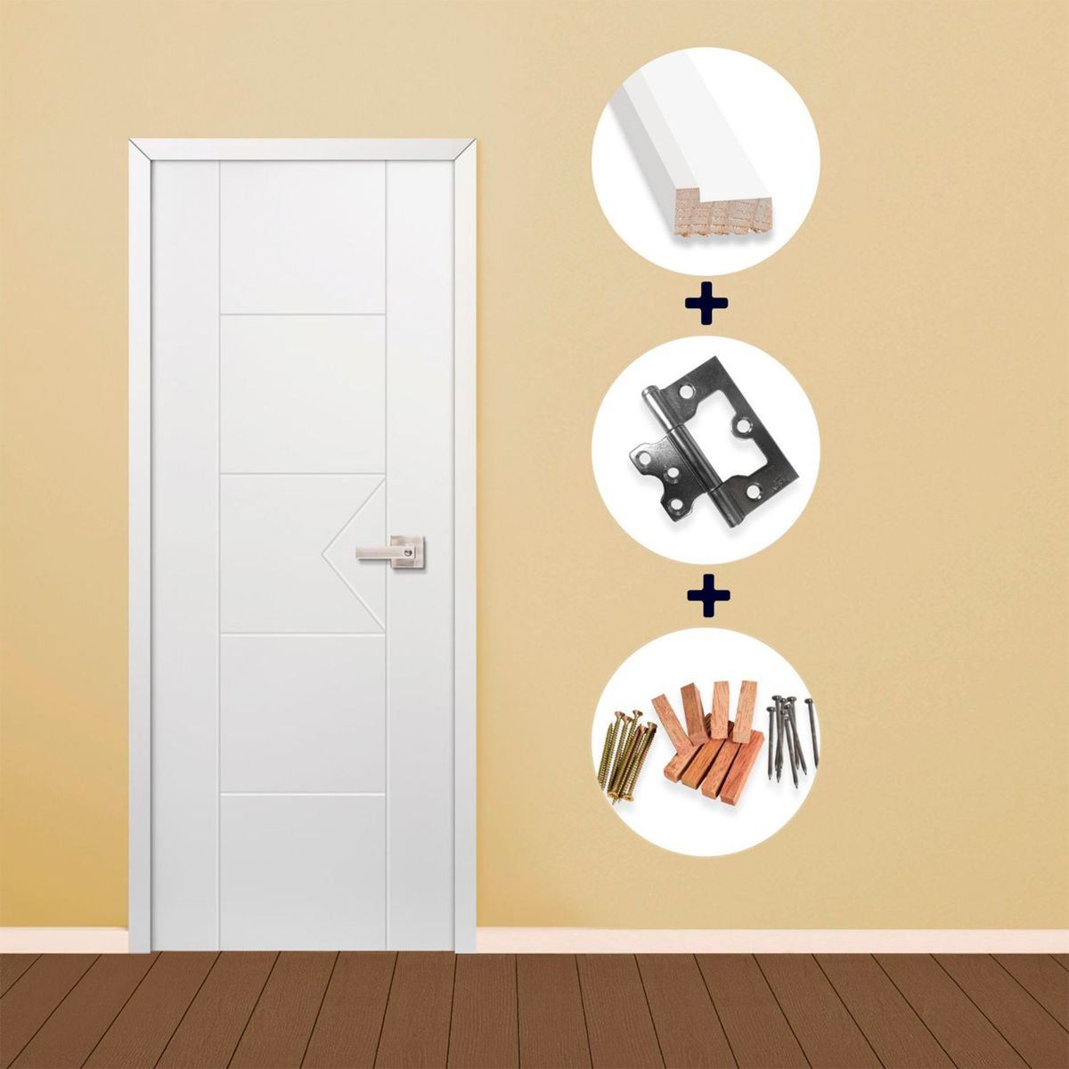 ARES - Combo Puerta Interior (Marco + Bisagras + Kit de Instalación) Sahara