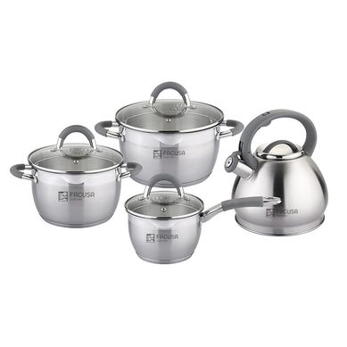 Juego de Ollas Misti Acero Gris 8 Piezas