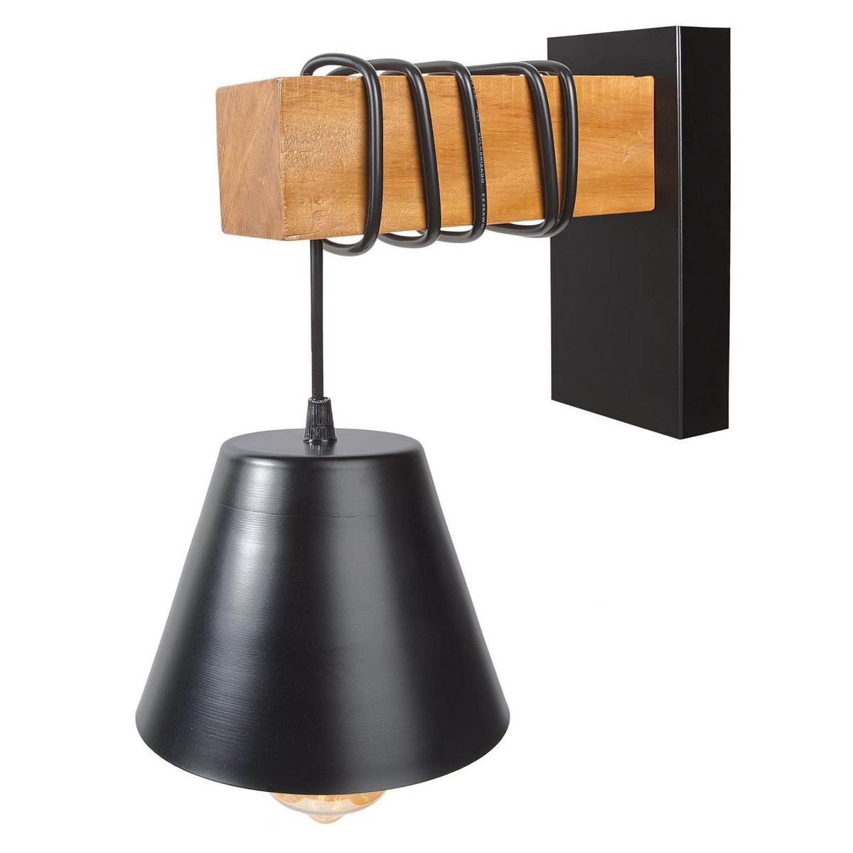 CIAMETSA - Braquete de Pared Exterior Madera Cono Negro