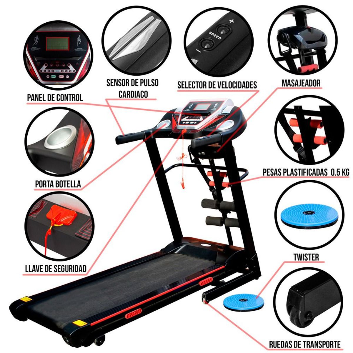 SPORTFITNESS - Trotadora Eléctrica 2.5 HP