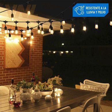 Guirnalda Colgante Decorativa Negro 20 luces E27 + Pack x10 Foco LED Bulbo A60 8.5W E27 Luz Amarilla