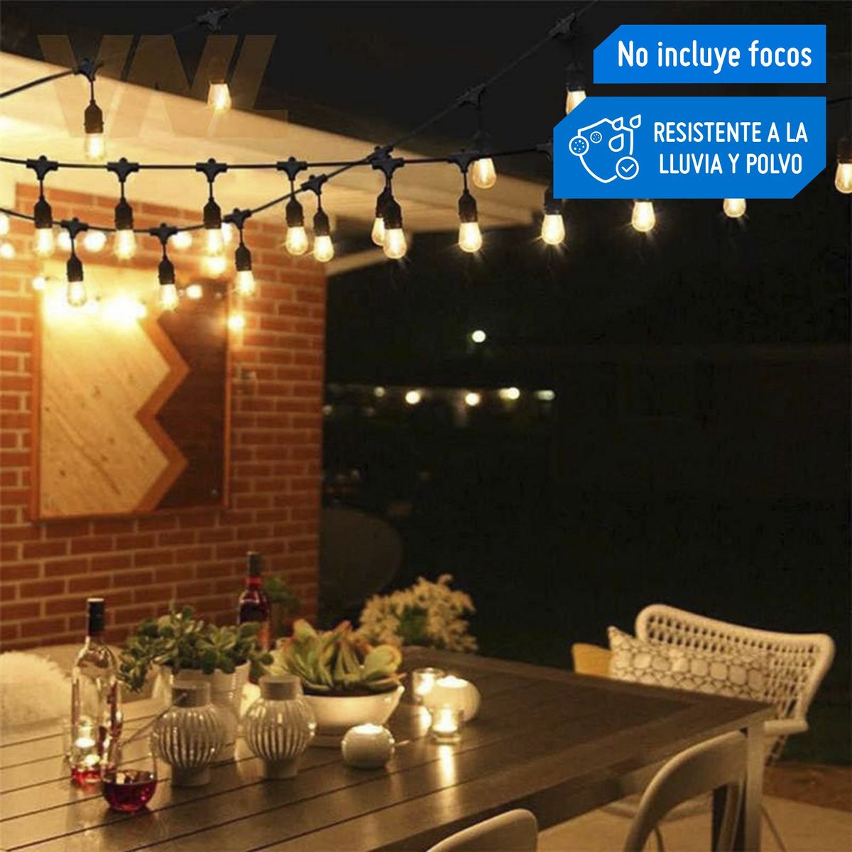 OPALUX - Guirnalda Colgante Decorativa Negro 20 luces E27