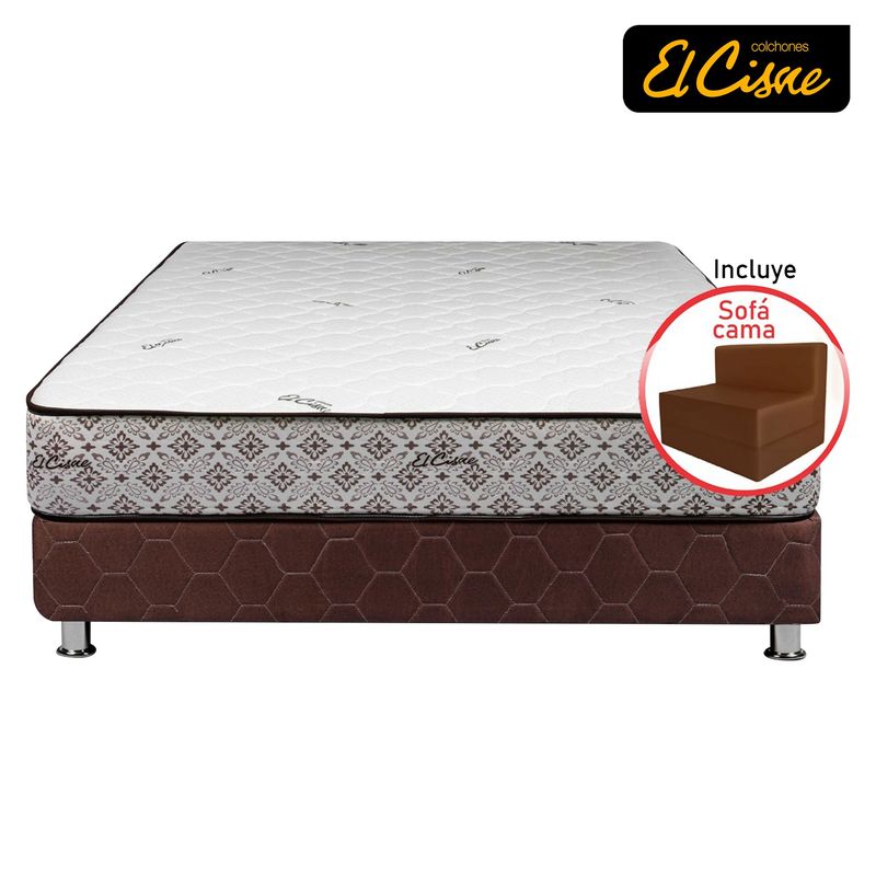 EL CISNE - Cama Americana El Cisne Easy 2 Plazas + Colchón + Sofá Cama