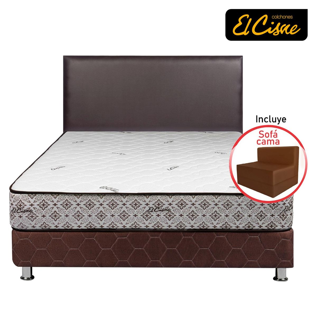 EL CISNE - Cama Americana El Cisne Easy 2 Plazas + Colchón + Cabecera + Sofá Cama