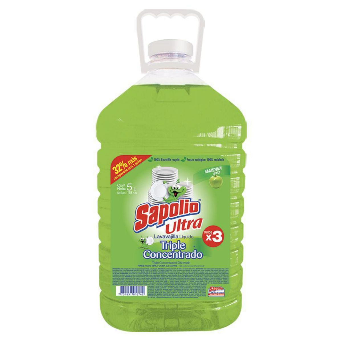 SAPOLIO - Lavavajilla Líquido Manzana 5L