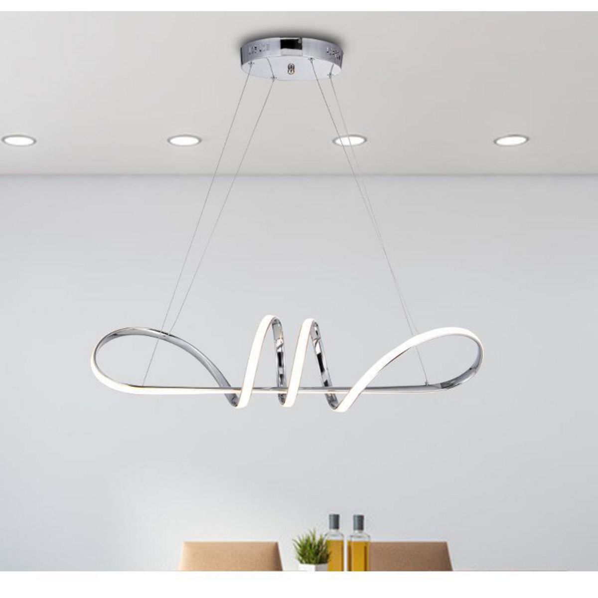 LUMINIKA - Lámpara Colgante Led Lari Cromada 59 W Luz Cálida